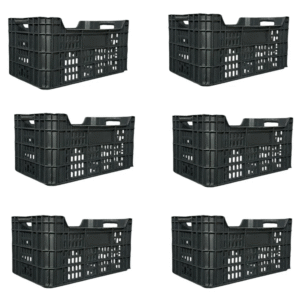6 Caja Apilable Agrícola Plástica Huacal Contenedor Verdura