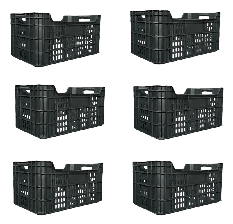 6 Caja Apilable Agrícola Plástica Huacal Contenedor Verdura